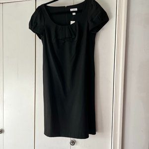 NWT! LOFT, Black Dress with Ruffle Around Neckline, Size 8